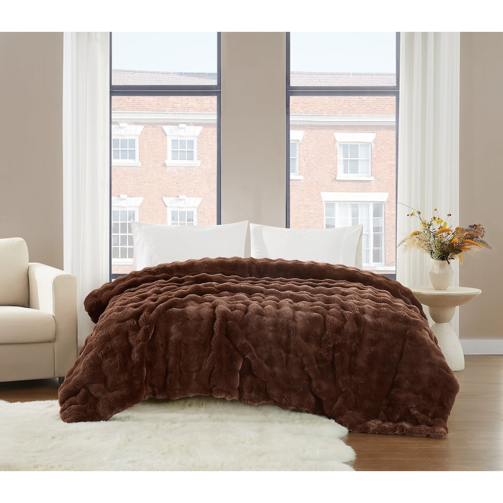 Brooklyn Loom Bubble Faux Fur Blanket and Throw