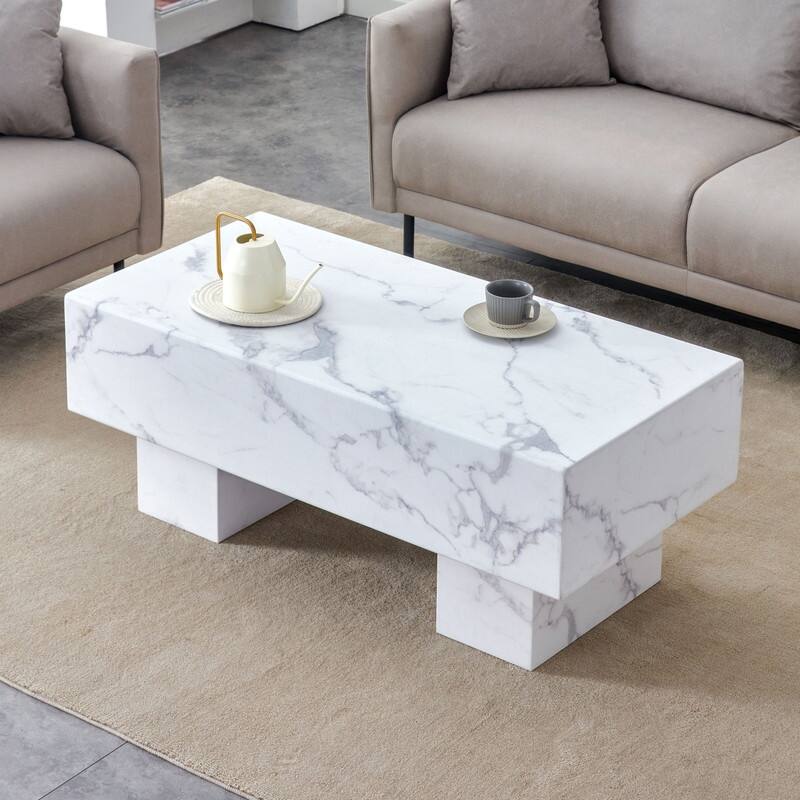 43.3" Length Coffee Table with Marble Texture