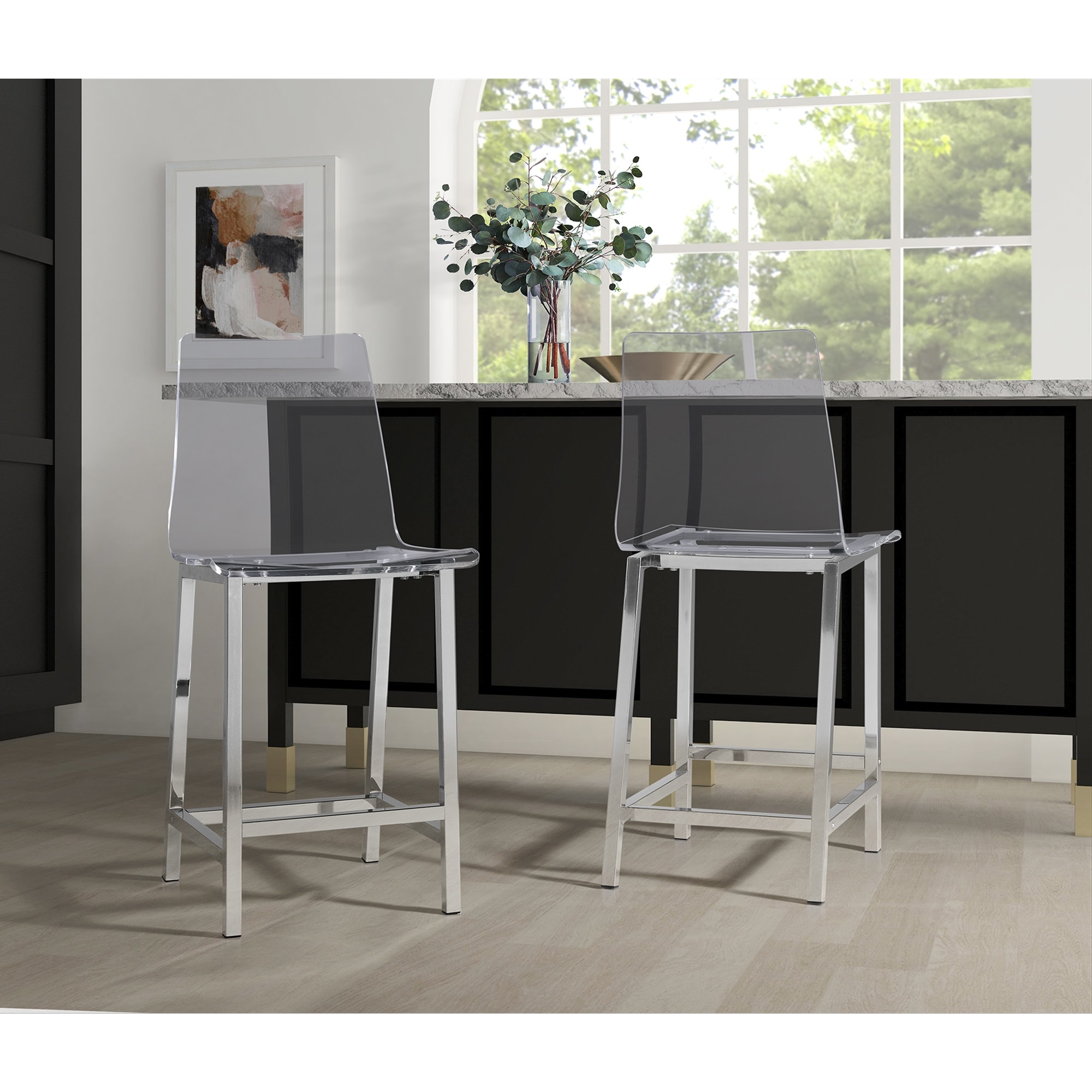 Clear counter store height bar stools