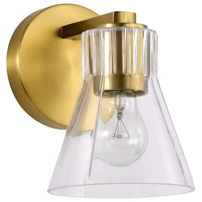 Gianna 1 Light Vanity Vintage Brass Finish Clear Glass - Vintage Brass