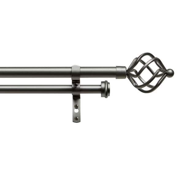 slide 2 of 11, ATI Home Torch Double Curtain Rod and Finial Set 36" to 72" - Gunmetal