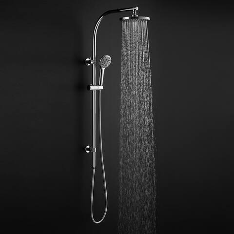 Chrome Brass Rainfall Shower Panel Wall Mounted Combo Set System - Silver - Onesize
