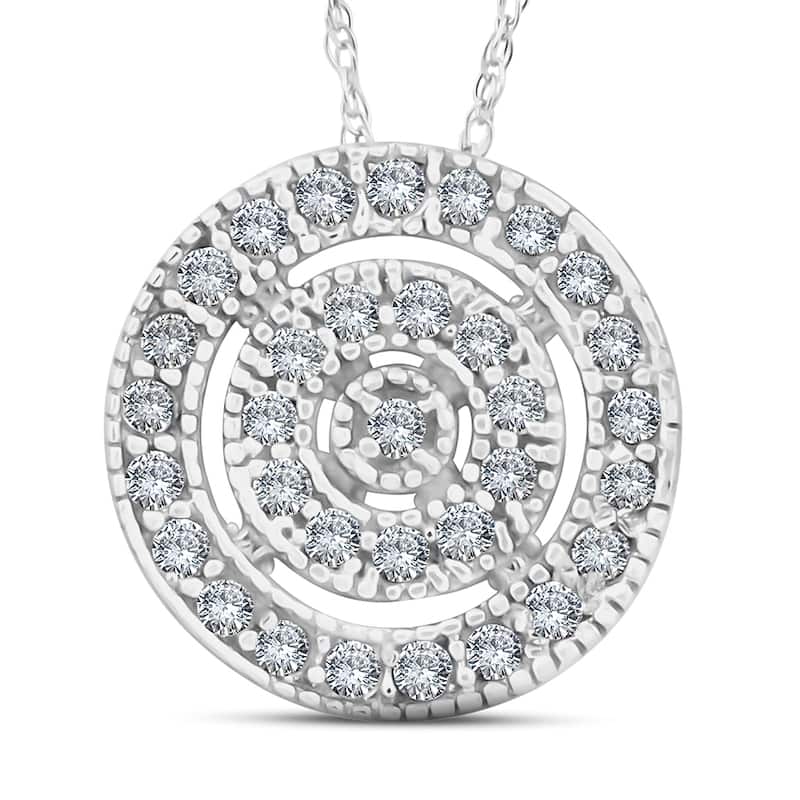 Bliss Diamond White Gold 3/8ct Filigree Pave Circle Antique Pendant
