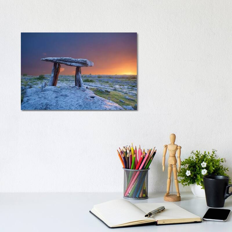 iCanvas "Fiery Dawn At Poulnabrone Dolmen, The Burren, County Clare, Ireland" by Gareth McCormack Canvas Print - 8x12x0.75