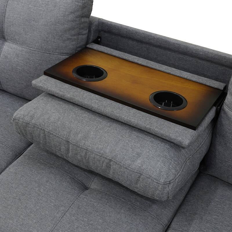 Modular Living Room Sectional with Storage Ottoman and Flip-Top Console, Black or Gray