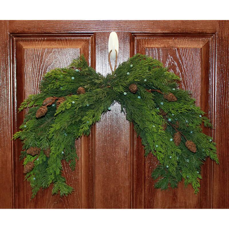 21" Christmas Artificial Evergreen Pine Juniper with Seed Cone Swag - 21