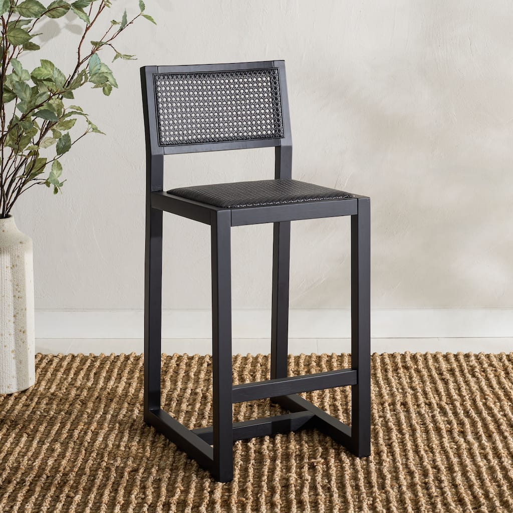 SAFAVIEH Dossie Rattan Counter Stool - 16" W x 19" D x 37" H - 16Wx19Dx37H