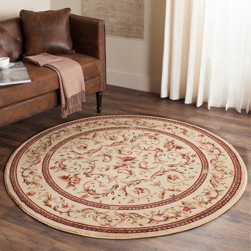 SAFAVIEH Lyndhurst Charlsie Traditional Oriental Rug - 5'3" Round - Ivory/Ivory