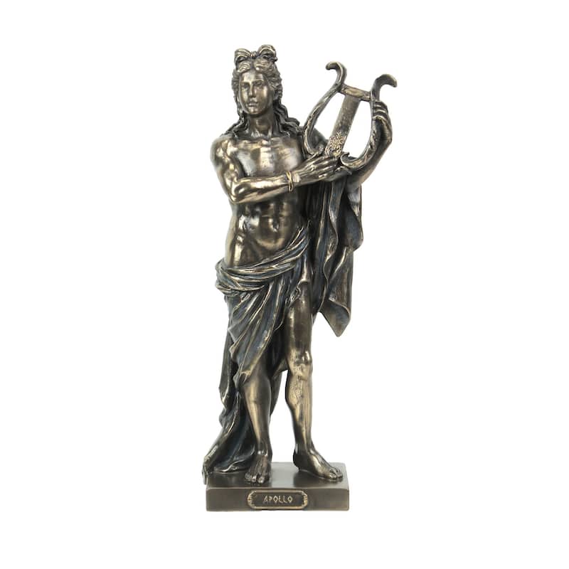 Ancient Greek God Apollo Holding His Lyre Bronze Finish Statue - 10 X 4.25 X 2.5 inches
