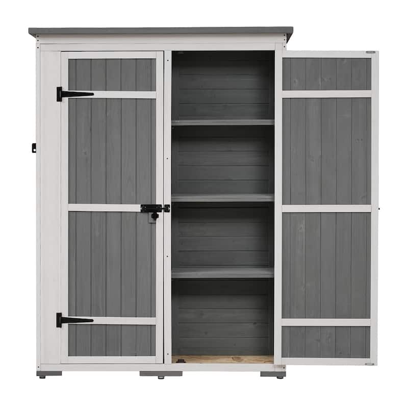 Outdoor Lockable Wood Storage Shed with Waterproof Roof and Shelves