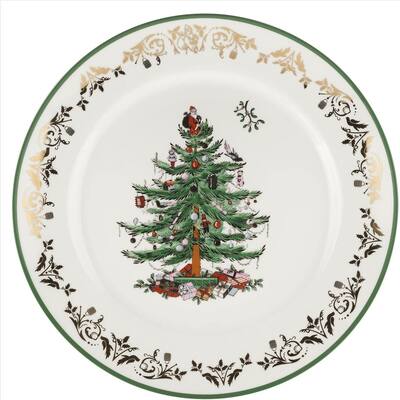 Spode Christmas Tree Gold Round Platter - 12 Inch