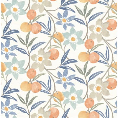 Chesapeake Passiflora Blue Fruit and Floral Wallpaper