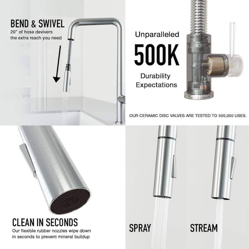 VIGO Parsons 18" H Single Handle Pull-Down Sprayer Kitchen Faucet