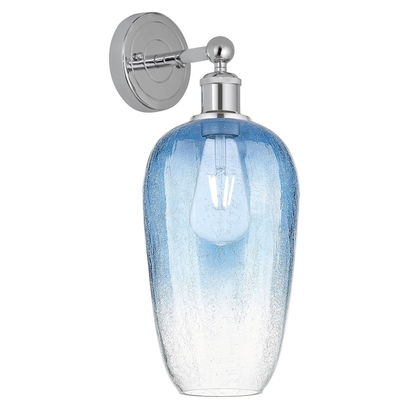Innovations Lighting 616-1W-18-7 Brookhaven Flute Sconce Brookhaven - Polished Chrome / Sapphire Blue