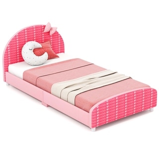 Costway Children Twin Size Upholstered Platform Single Bed with
