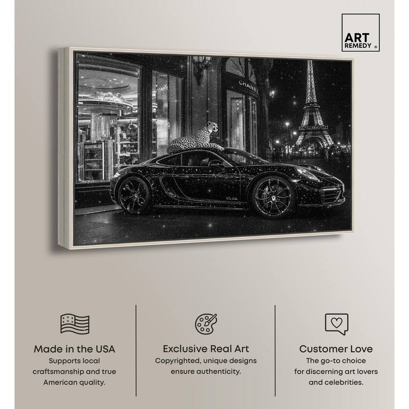 Glistening Cheetah and Car Canvas by Art Remedy
