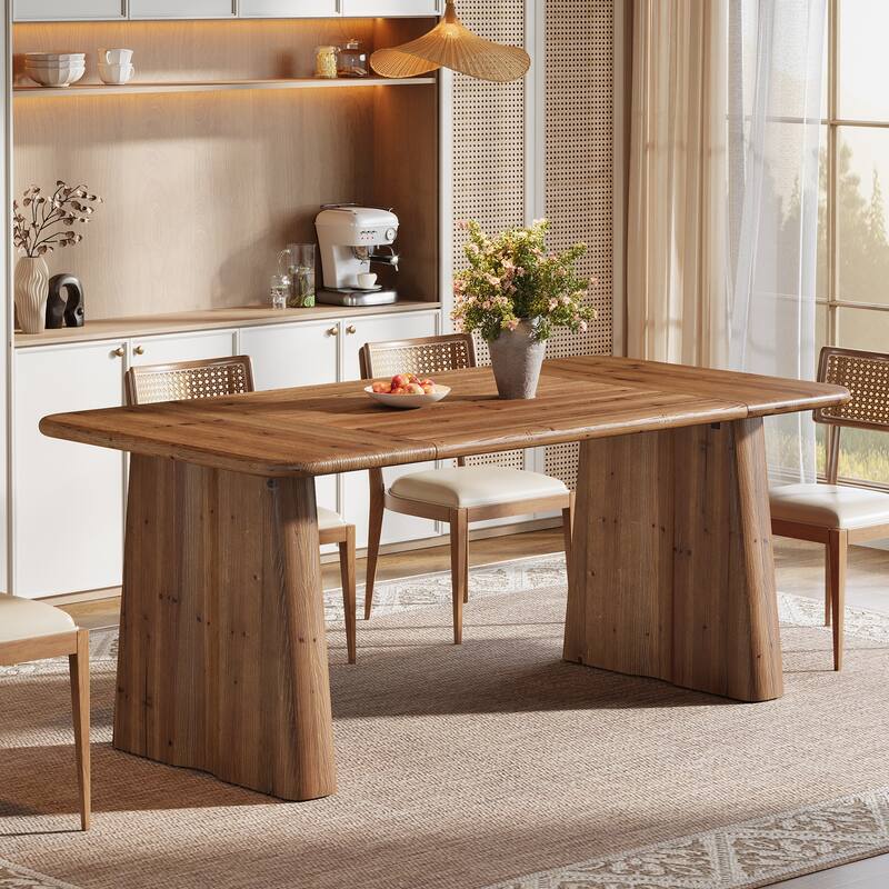 63 Inches Farmhouse Solid Wood Kitchen Dining Table for 4