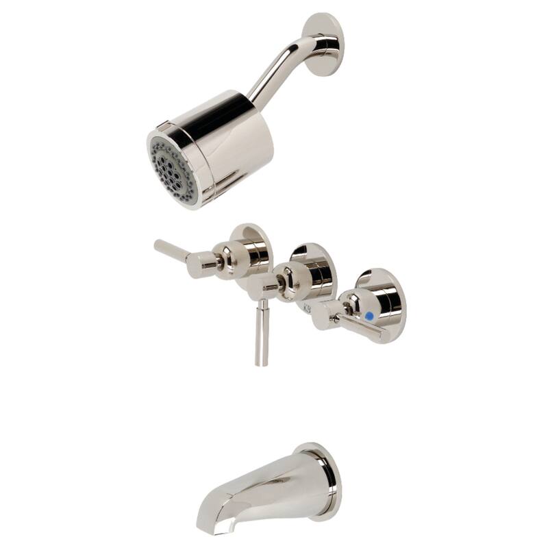 Concord Three-Handle Tub and Shower Faucet - Polished Nickel