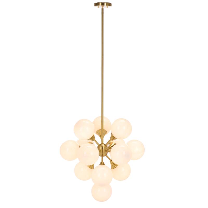 Safavieh Lighting Delvine 13-Lights 24-inch Chandelier - Brass/White - 24"W x 24"D x 56"H