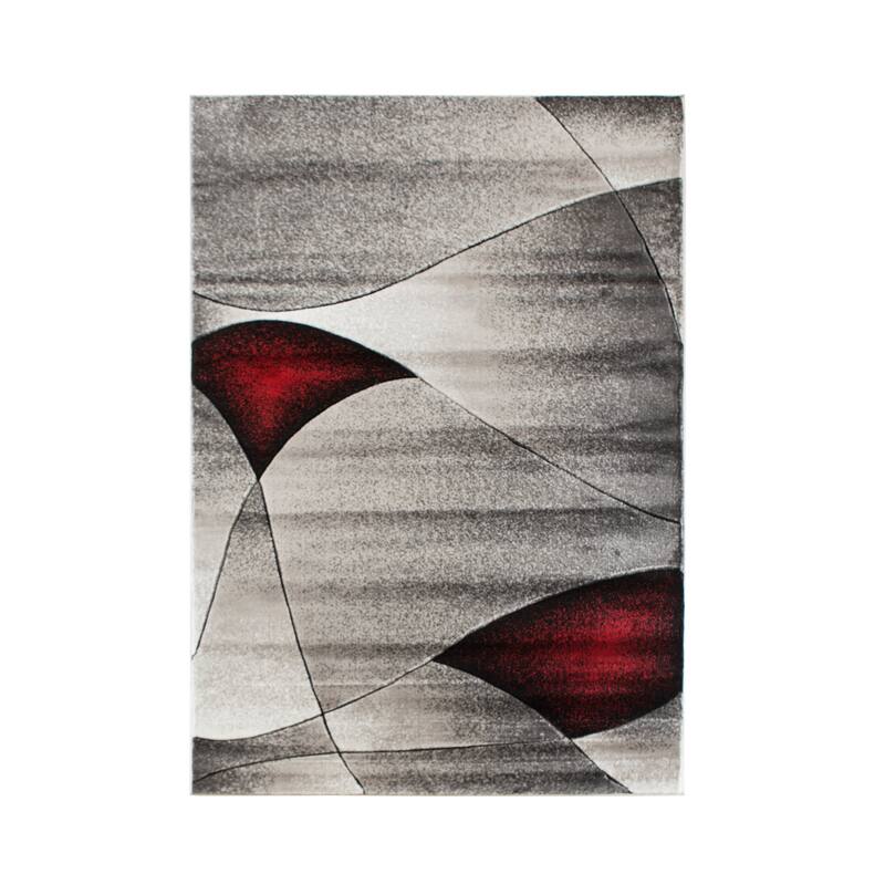 Orelsi Collection Abstract Area Rug - 8'1'' X 10'5'' - Grey/Red