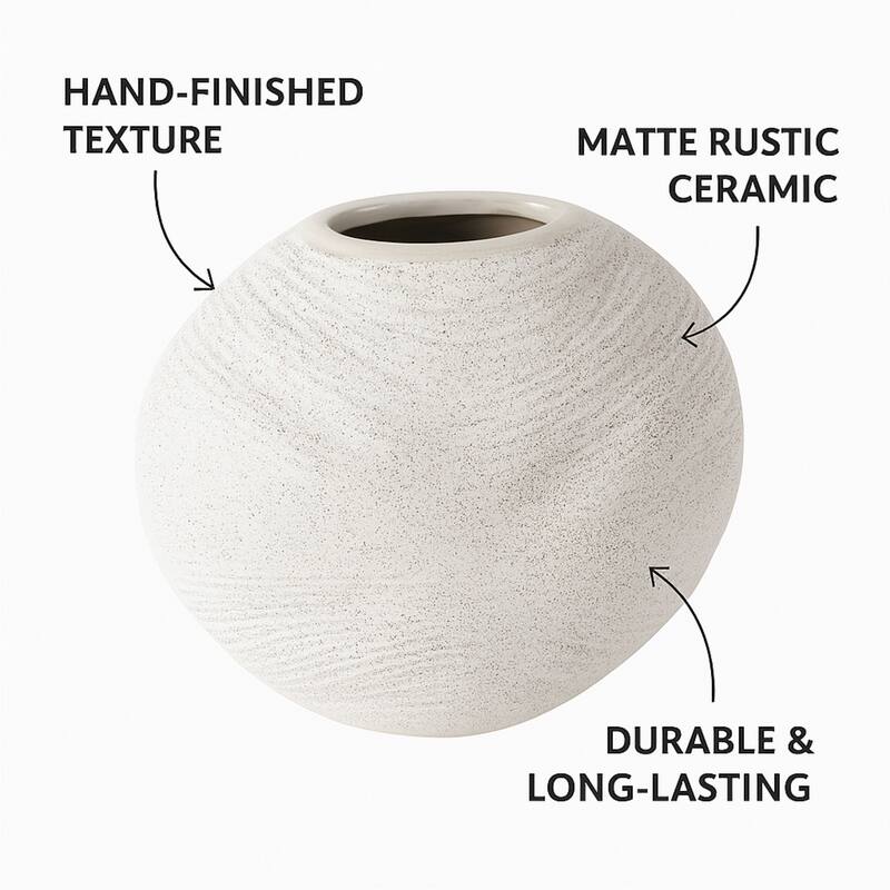 Aria Home Matte White Southwestern Inspired Ceramic Vase Rustic Home Décor