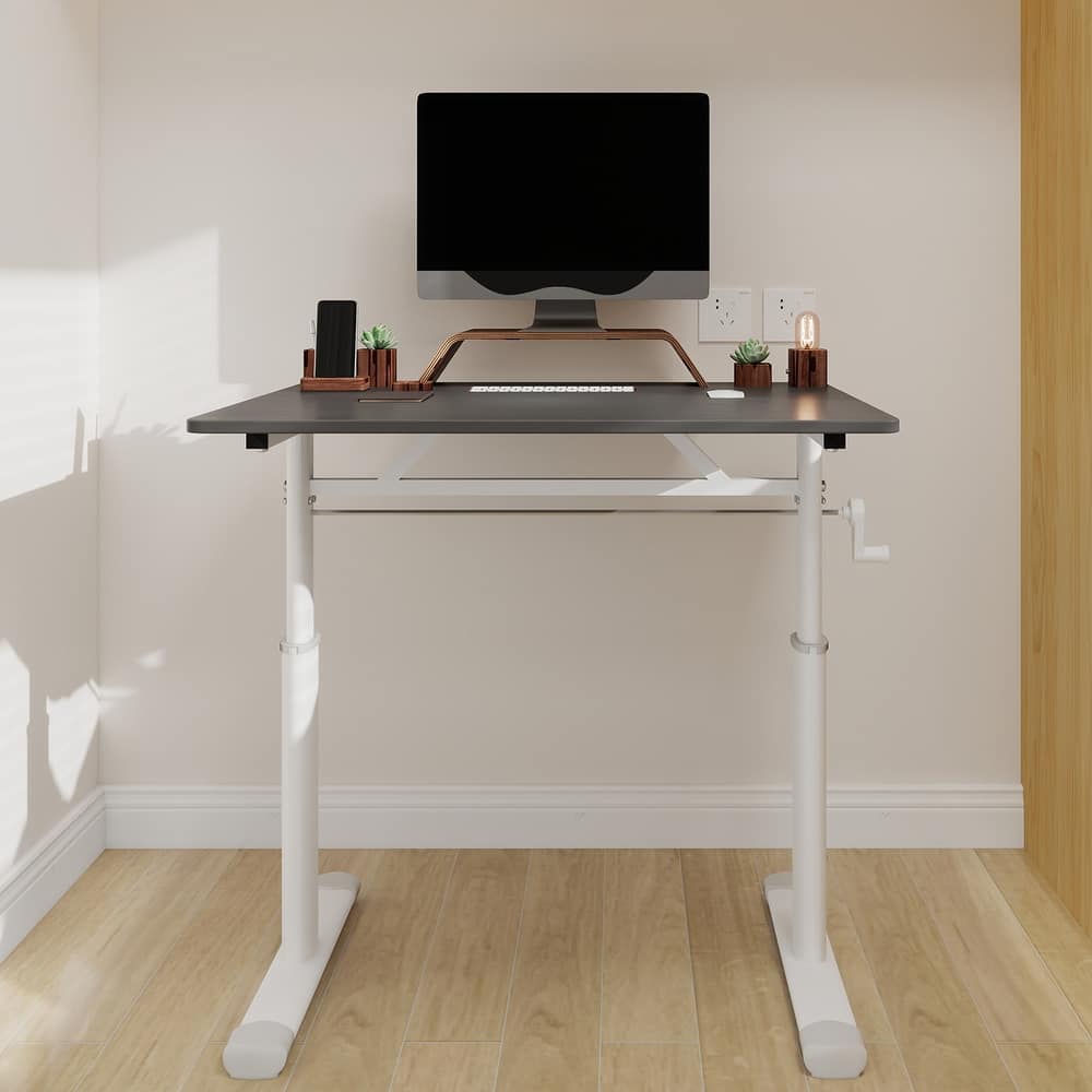 Roomfitters 31.5" Adjustable Height Study Desk - Compact Multi-Purpose Desk for Kids & Adults, Manual Crank Standing Desk