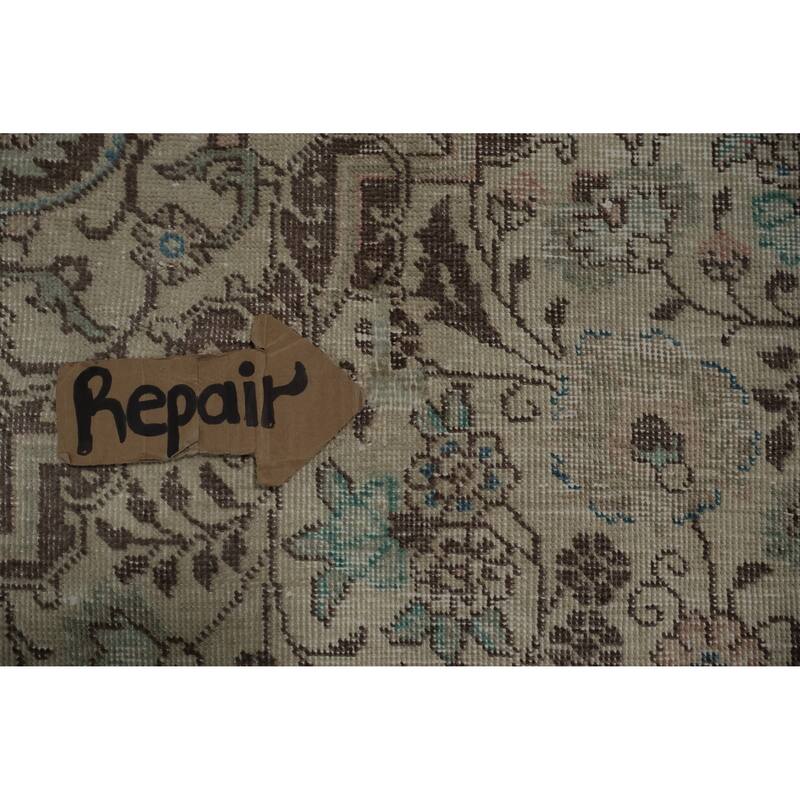 Hand Knotted Oriental 100% Wool Carpet Traditional Floral Beige & Ivories Kashmar Area Rug - 12' 0'' X 9' 7''