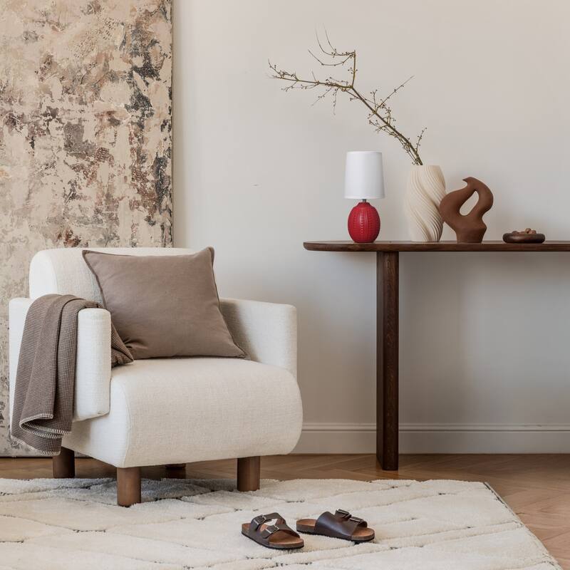 Mini Textured Oval Table Lamp with Tapered Shade - 12.5" - Red