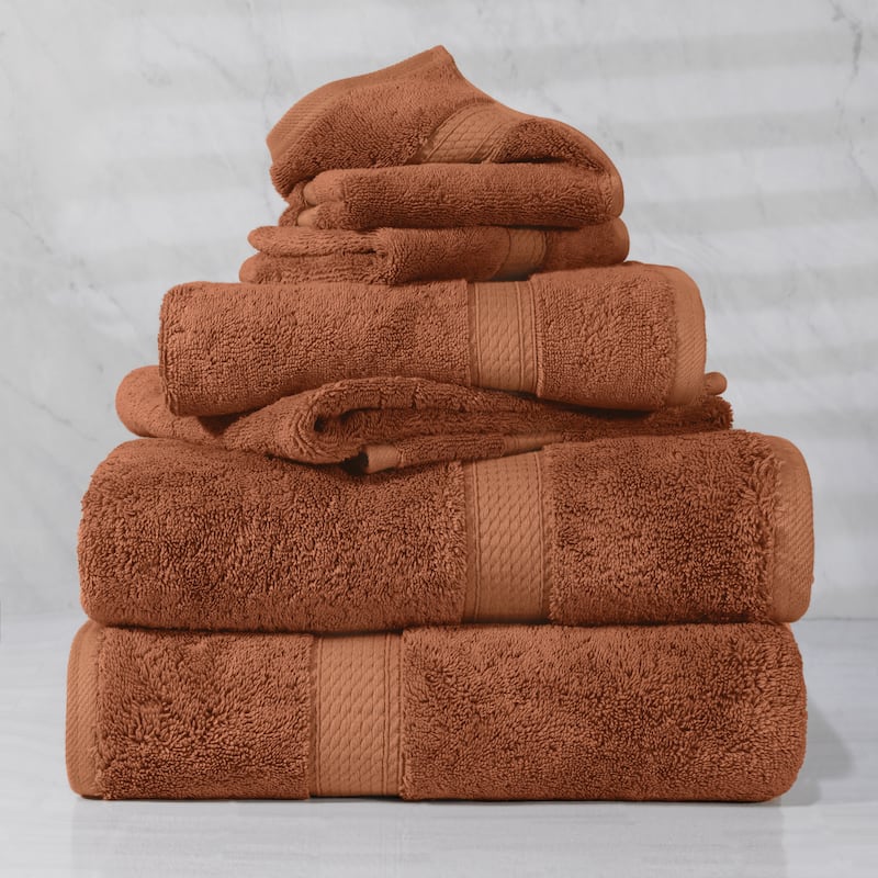 Superior Egyptian Cotton 6 Piece Towel Set Ultra Plush & Absorbent Bath, Hand & Face Towels, Heavyweight Spa Quality - 6-Piece Set - Rust