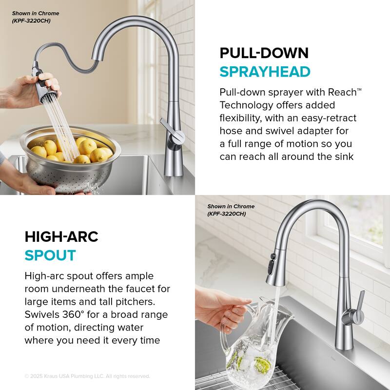 KRAUS Odelia 4-Function Single Handle Pull Down Kitchen Faucet