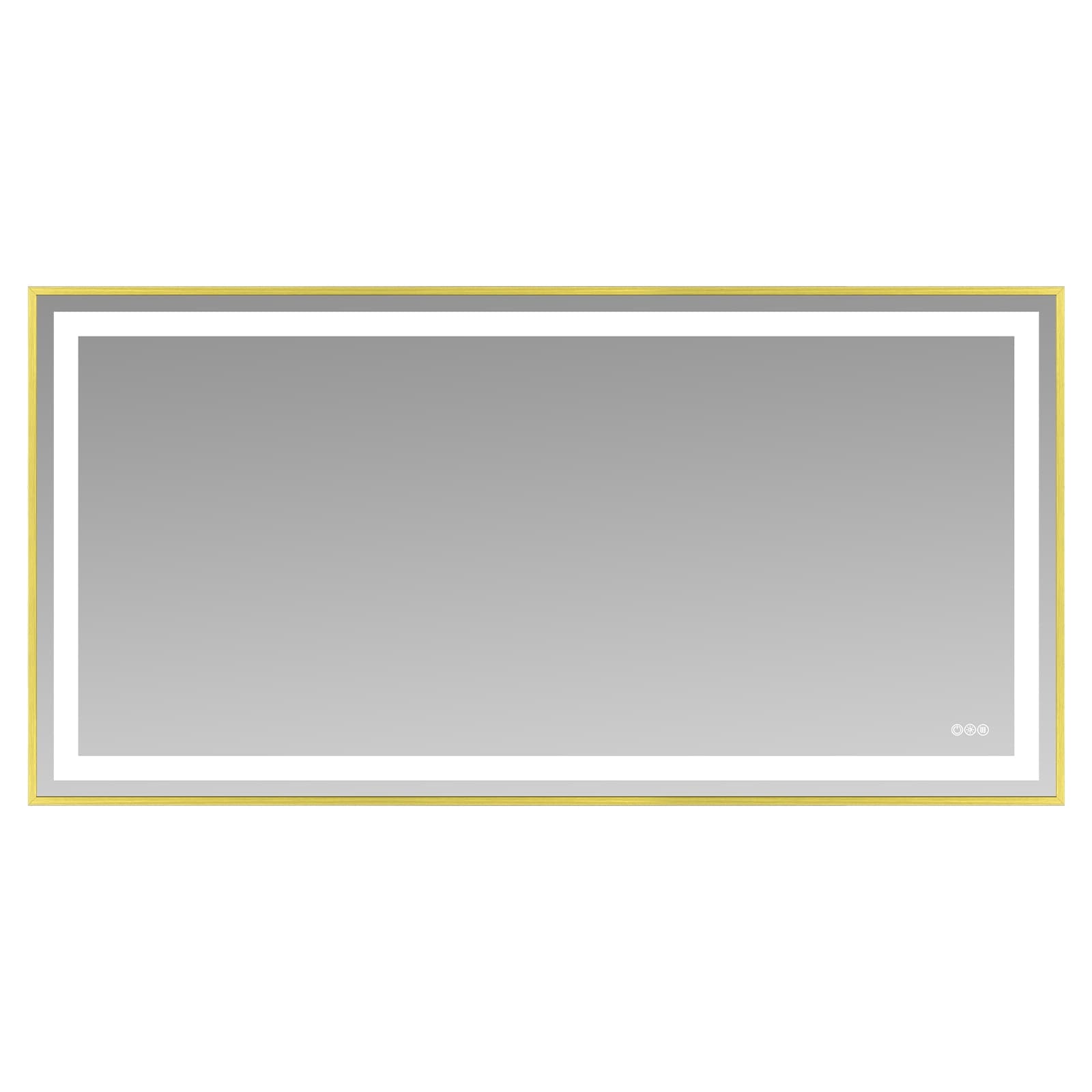 Gold-Silver Glass LED Vanity Mirror with Dual Lights and Anti-Fog - 72” W x 36” H