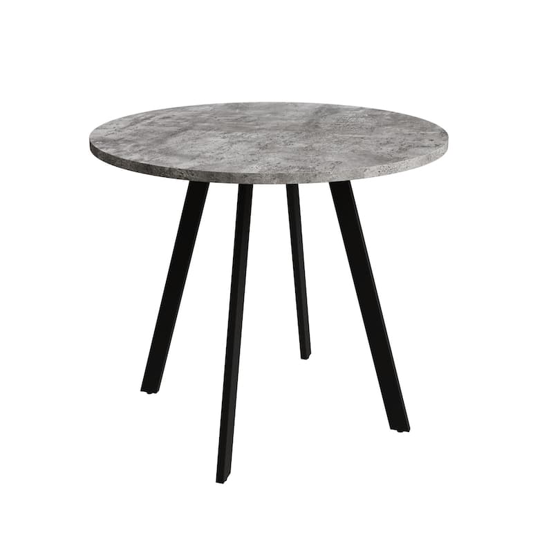 Minimalist circular dining table,gray cement texture,medieval modern small circular dining table 31.5 inches,casual coffee table