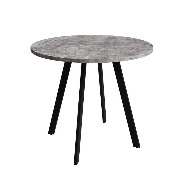 Round Dining Table with Cement Texture Top and Triangular Iron Bracket
