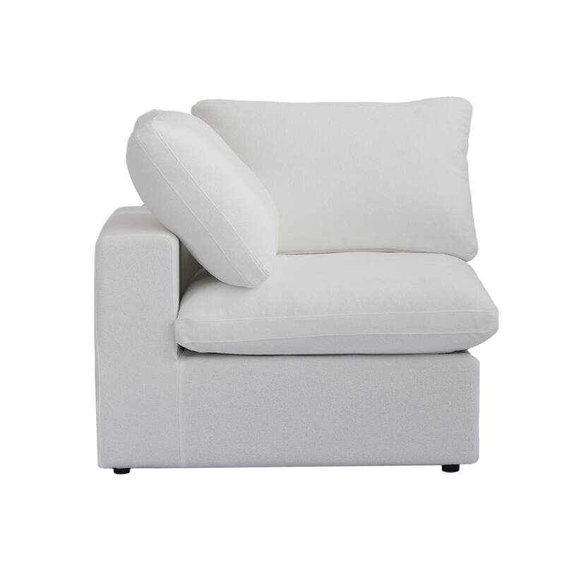 160 in. Free Combination Overstuffed Down Filled Comfort Linen U-shape 6-Seat Sofa Modular Sectional with Ottoman