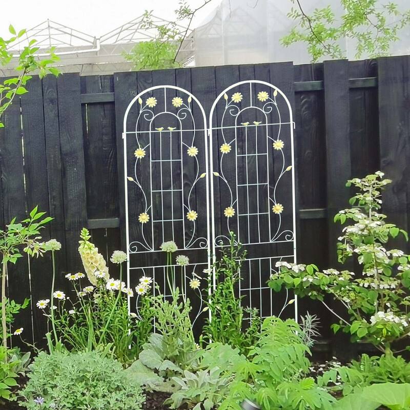 86.7" x 19.7'' Rust-Resistant Climbing Trellis for Garden Flowers and Vines - White - 2 Pack