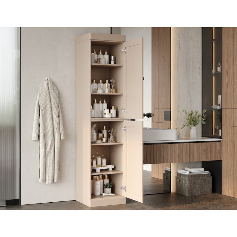 Palace Imports 100% Solid Wood 16.5" Bathroom Storage Cabinet with Shaker Doors and Adjustable Shelves - Beige