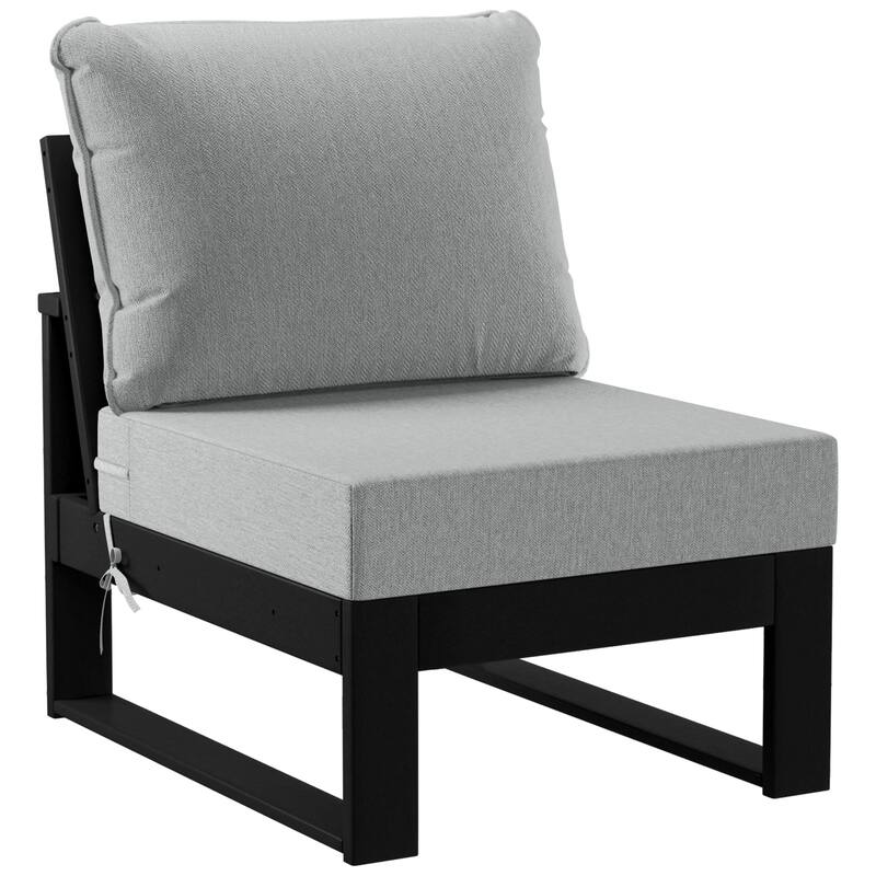 Endless Patio Deep Seating Armless Chair with Black Frame - Black/Light Gray
