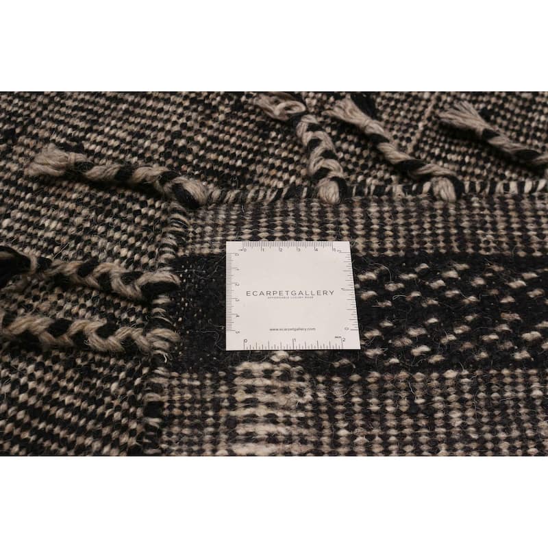ECARPETGALLERY Hand-knotted Tangier Black, Taupe Wool Rug - 9'3 x 12'1