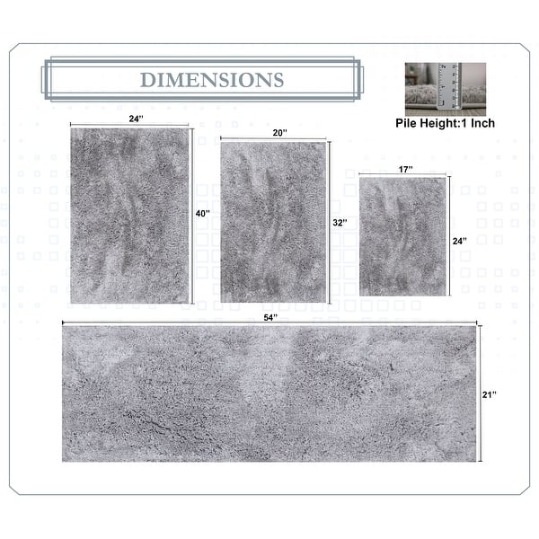 dimension image slide 2 of 28, Luxury Plush Bathroom Rug Set - Quick-Dry, Soft Microfiber, Non-Slip, Absorbent & Washable Bath Mats