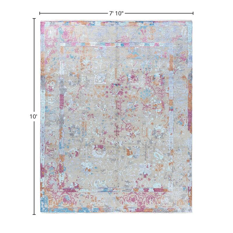 Ikat One-of-a-Kind Handmade Area Rug - Gray, 7' 10" x 10' 0" - 7' 10" x 10' 0"