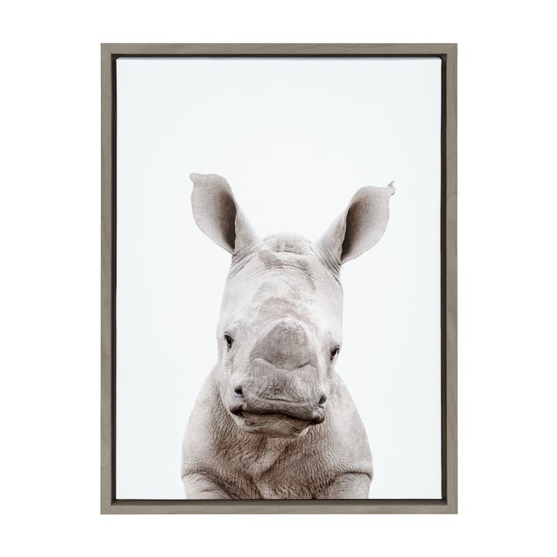 Kate and Laurel Sylvie Animal Studio Baby Rhino Framed Canvas by Amy Peterson Art Studio