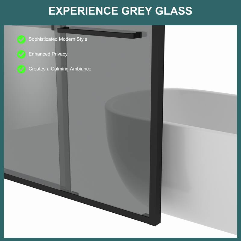 48"W x 76"H Framed Double Sliding Shower Door in Matte Black - 48'' x 0.32'' x 76''