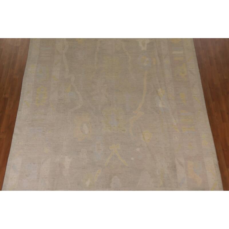 Geometric Oushak Turkish Area Rug Hand-knotted Wool Carpet - 8'10"x 11'9"