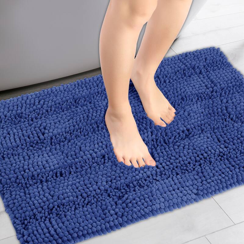 Absorbent Chenille Bath Rugs, High Pile Quick Dry Bath Mats, Rugs for Shower Floor