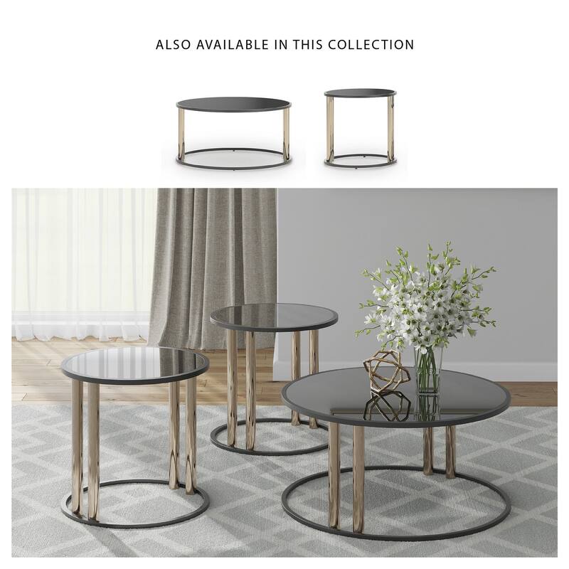 Signature Design by Ashley Hannerly Black/Gold Finish Table (Set of 3) - 36"W x 36"D x 18"H