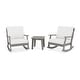 preview thumbnail 1 of 11, POLYWOOD Braxton 3-Piece Deep Seating Rocker Set Slate Grey / Textured Linen