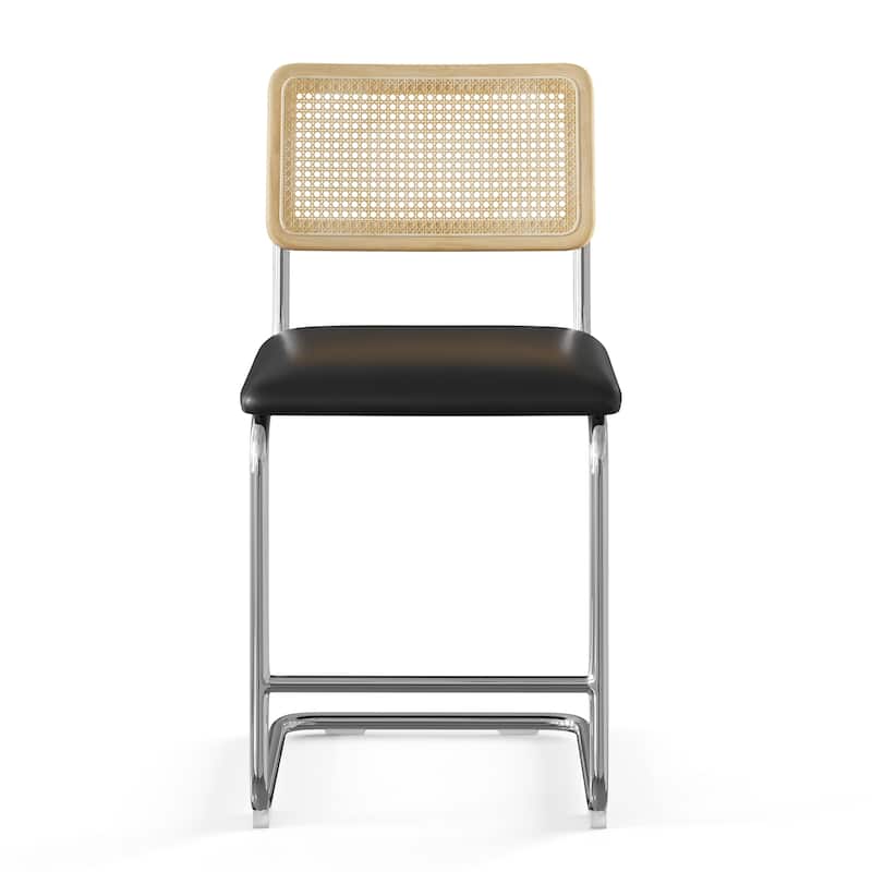 Hayward Cane Back Vegan Leather Counter Height Stool (Set of 2)