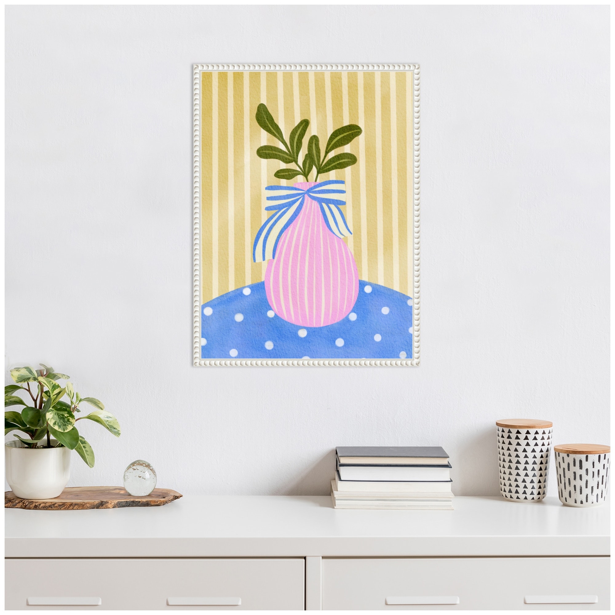 Kate and Laurel Sylvie Pink Vase Framed Canvas by Nikita Jariwala