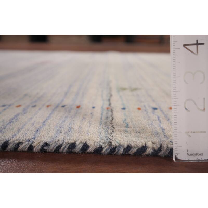 Tribal Striped Gabbeh Indian Accent Rug Handmade Wool Carpet - 4'0"x 5'9"