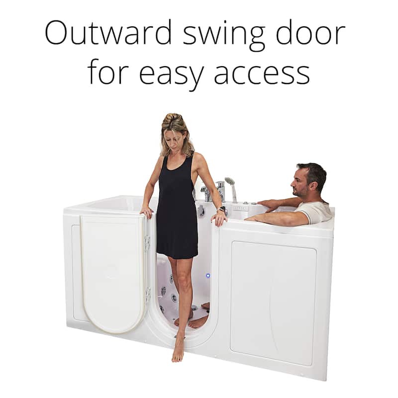 Ella Big4Two 36"x80" Hydro&Air&Foot Massage Acrylic Two Seat Walk-In-Bathtub, Outward swing Door, No Faucet, 2" Dual Drain